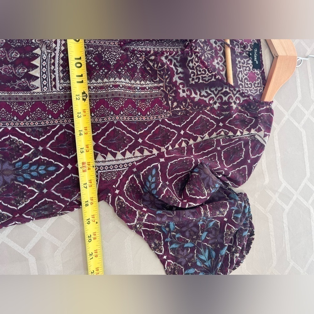 Tolani Silk Printed Multicolor Tunic Top Size Small - Picture 5 of 6